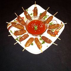 A picture of Soya chunks seekh kebab.