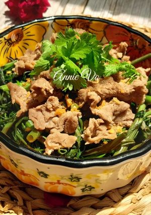 Hình của món Bò xào rau muống.
