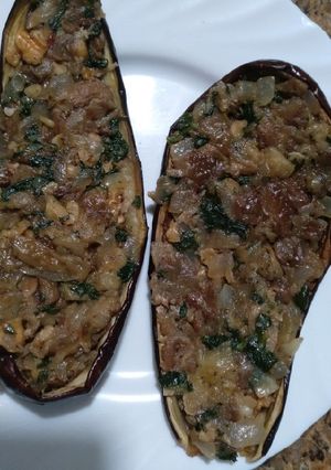 Una foto de Berenjenas rellenas solo verduras