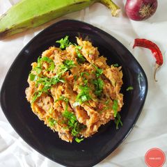 A picture of Raw banana bharta.