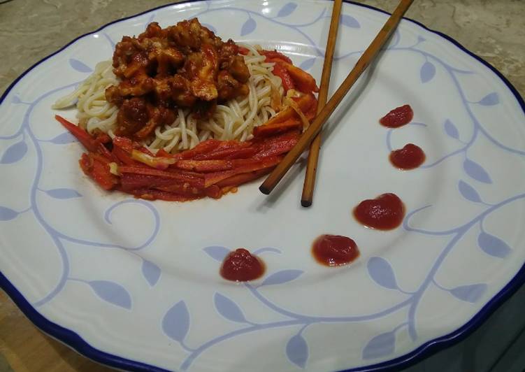 Chicken tikka spaghetti