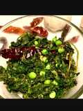 মটরশুঁটি দিয়ে পালংশাক ভাজা (Motorshuti diye Palong Shaak Bhaja Recipe in Bengali)