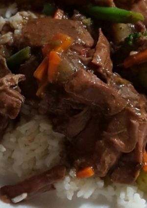 A picture of Sharon's slow cooker chuck roast.