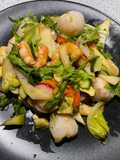 Prawn, litchi and blue cheese salad