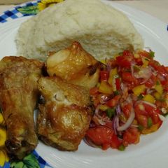 A picture of Ugali with roasted chicken #festival contest#Mombasa.