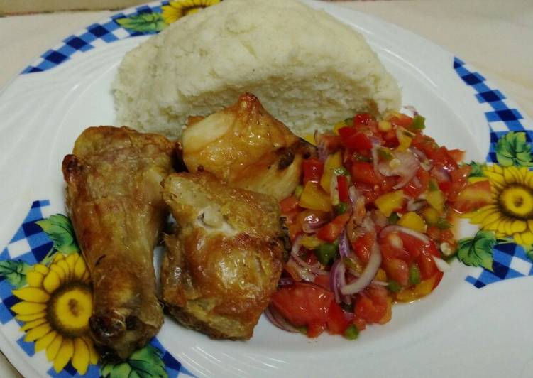 Simple Way to Make Super Quick Homemade Ugali with roasted chicken #festival contest#Mombasa