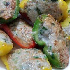 A picture of Fried Bell Pepper Fish Cake 煎釀三寶.