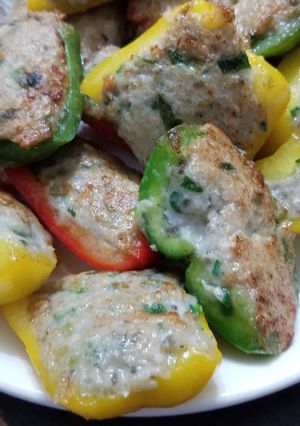 A picture of Fried Bell Pepper Fish Cake 煎釀三寶.
