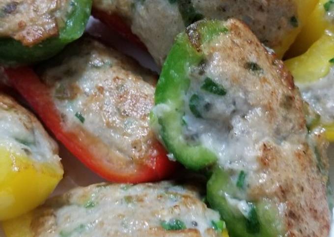 Recipe of Ultimate Fried Bell Pepper Fish Cake 煎釀三寶