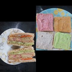 A picture of Healthy Vegetable Sandwich with Homemade CHEESE spreads.