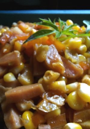 Foto resep TUMIS jagung manis, wortel, sosis (pedas manis)