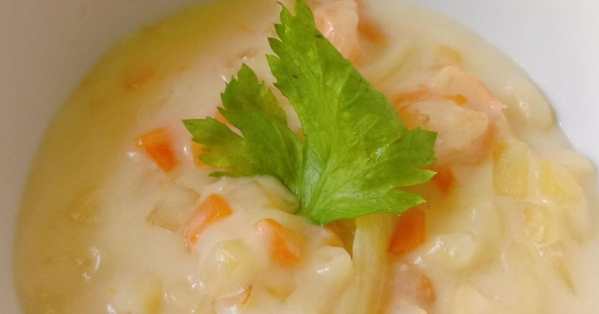 Resep Cream soup macaroni udang buat mpasi 14m oleh faidha azmi Cookpad