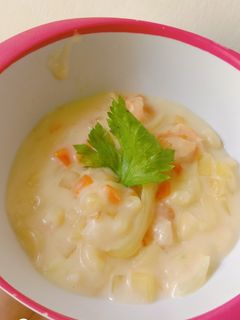 Foto resep Cream soup macaroni udang buat mpasi 14m
