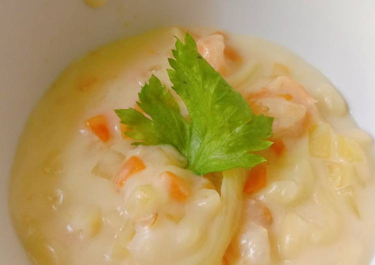 Langkah Mudah untuk Menyiapkan Cream soup macaroni udang buat mpasi 14m Anti Gagal