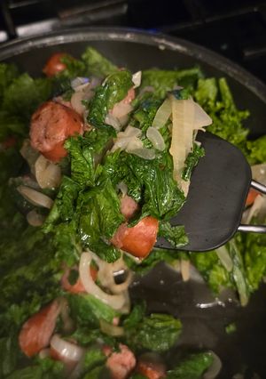 A picture of Simple Sausage and Greens Stir-fry.