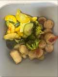 Garlic Chicken Sausage with Cauliflower Gnocchi and Roasted Veggies