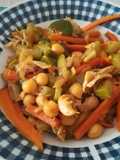 Garbanzos con cus cus y verduritas
