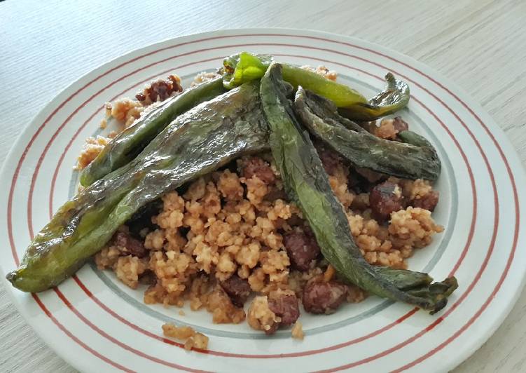 Migas de pan con chorizo y pimientos