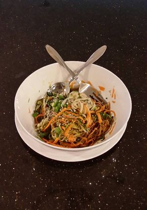A picture of Asian Vegetable "Noodle" Salad.