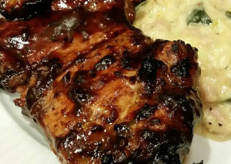 Brad's grilled chicken with blueberry chipotle bbq sauce