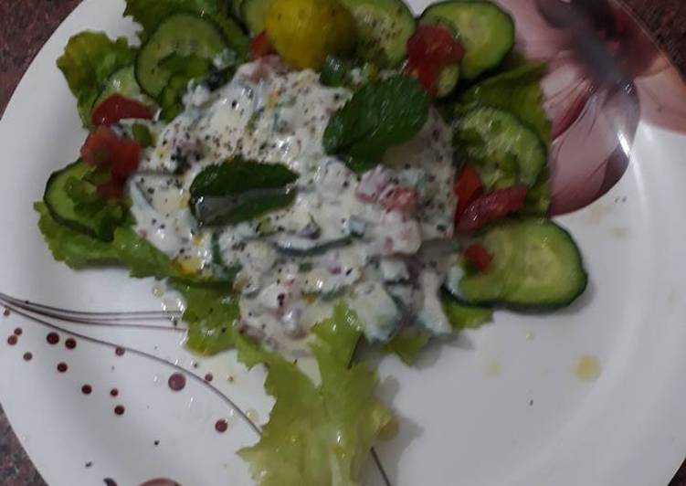 Recipe of Mix salad with cucumber in A Minutes at Home