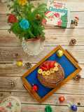 এগলেস স্ট্রবেরি বেনানা সেমোলিনা কেক (Eggless Strawberry Banana Semolina Cake Recipe in Bengali)