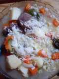 Sopa de arroz con osobuco