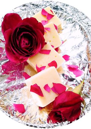 A picture of Rose milk barfi.