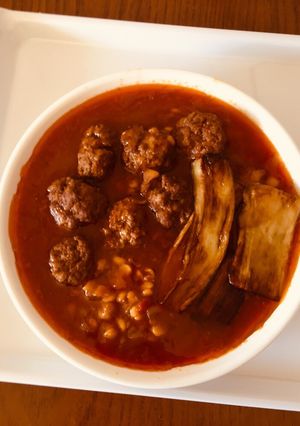 عکسی از دستور قیمه بادمجان با گوشت قلقلی