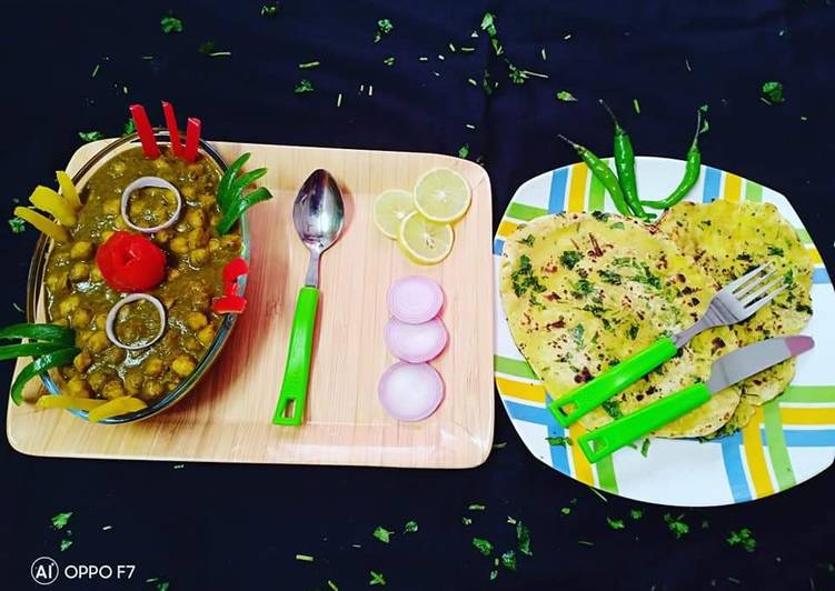 Recipe of Homemade Hariyali Chhola with butter naan