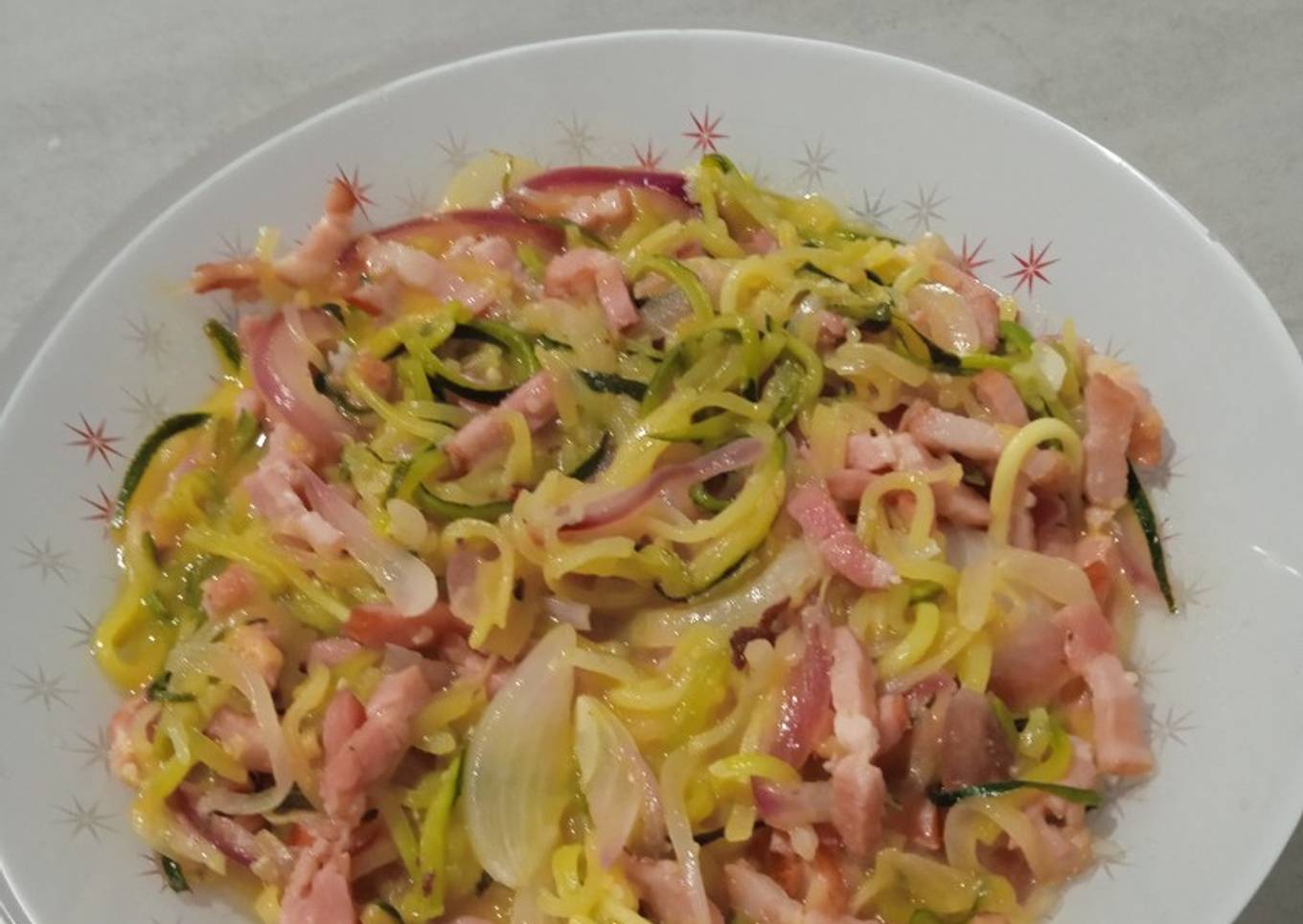 Espaguetis de calabacín a la naranja