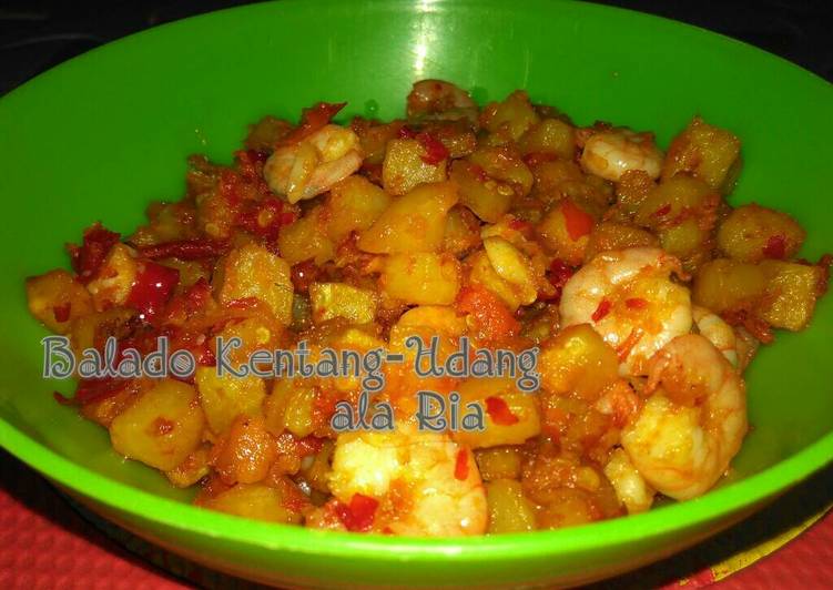 Resep Balado Kentang Mix Udang Pedas, Enak