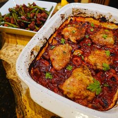 A picture of Spanish Style Chicken with Chorizo Green Beans.