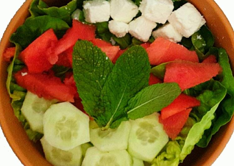 Salade pastèque, concombre, féta