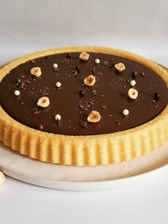 Une photo de Génoise "facon tarte" renversée au chocolat