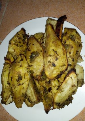 A picture of Spiced baked sweet potatoes #newauthorchallenge.