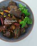 Sweet and Spicy Chicken Liver in soy and coriander sauce