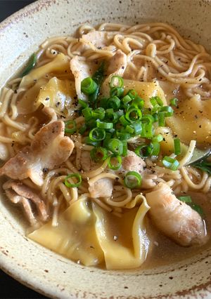 A picture of Instant Ramen with Pork & Wonton Wrappers.