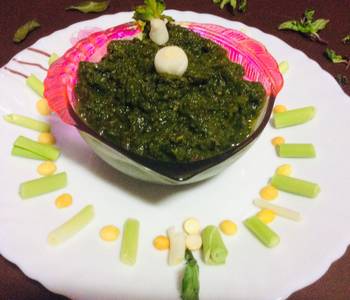 Ultimate Making Recipe Green garlic mint leaves coriander chutney green chutney Delicious Nutritious