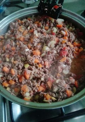 Una foto de Carne molida con vino tinto