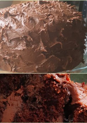 A picture of THE Most Decadent Chocolate Cake I Make.