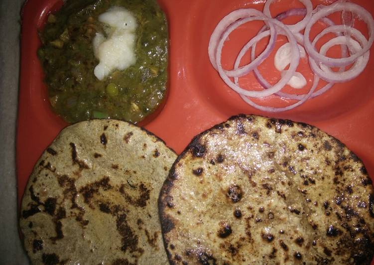 Recipe of Speedy Millet&#39;s mix and bajra roti…or Palak methi ka saag