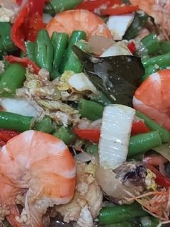 Foto resep Udang tumis buncis sawi