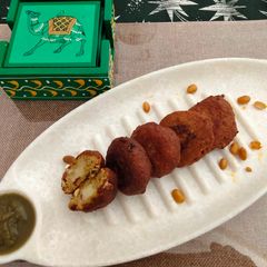 Protein rich soya bean cheese filled cutlet A picture of Protein rich soya bean cheese filled cutlet.