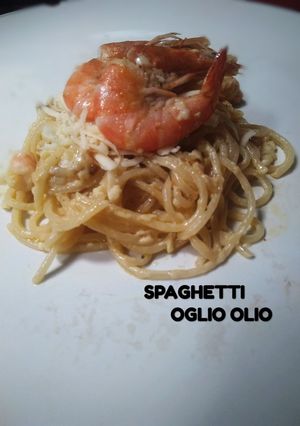 Foto resep Spaghetti Oglio Olio with shrimp
