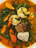 Curry cassava leaves with salted fish
