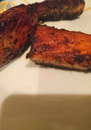 Vajban sült lazac recept fotója
