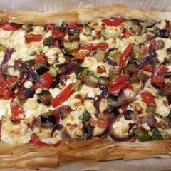 Feta and veg filo pie A picture of Feta and veg filo pie.