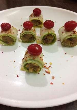 A picture of Cucumber roll ups.