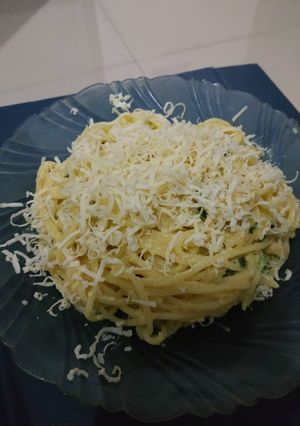 Foto resep Spaghetti Carbonara dengan Sawi Hijau
